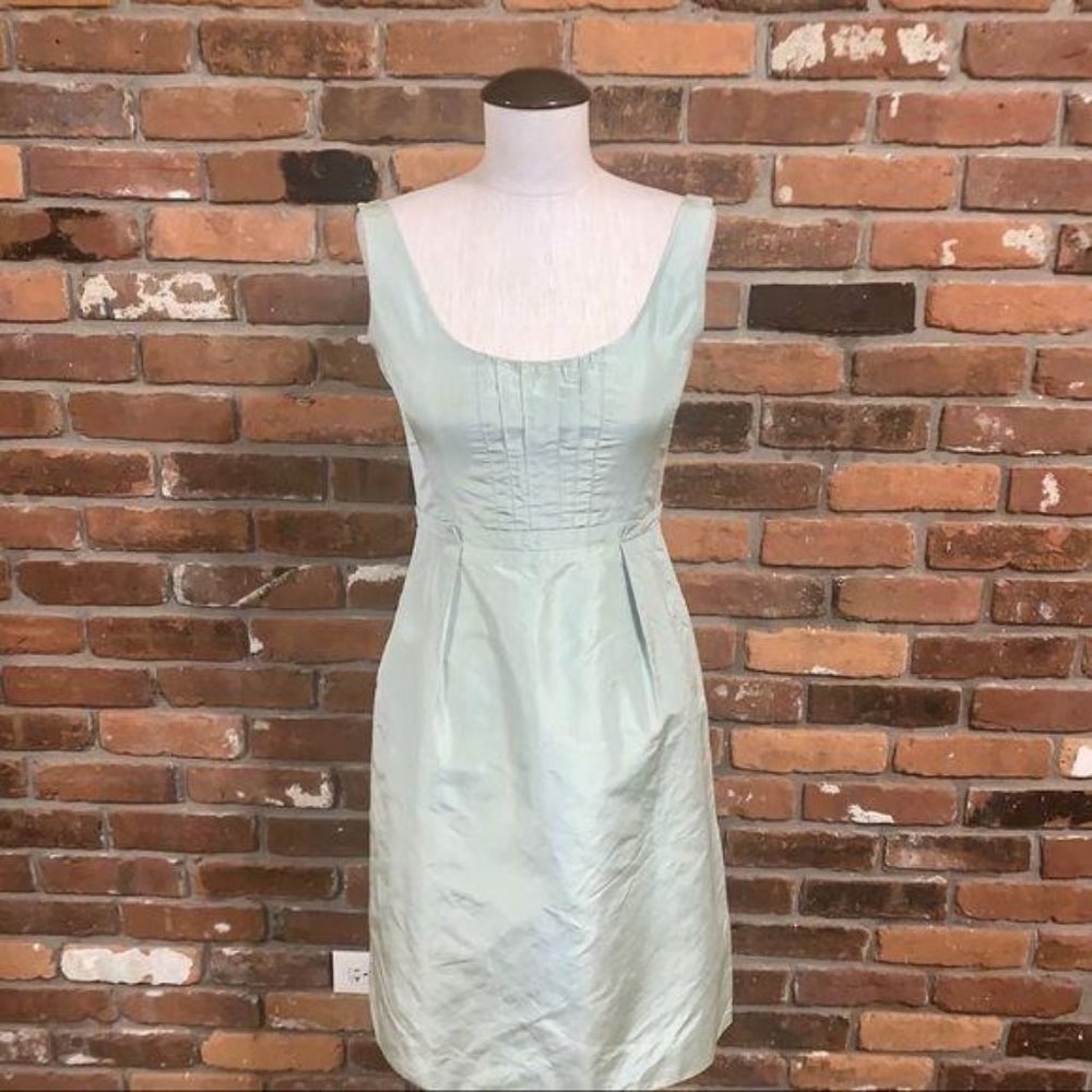 J. Crew Mint Green Pintuck Scoop Neck Mini Dress